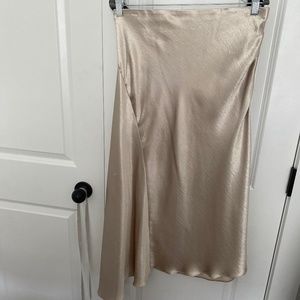 Express Champagne A-Symmetrical Midi Satin Skirt